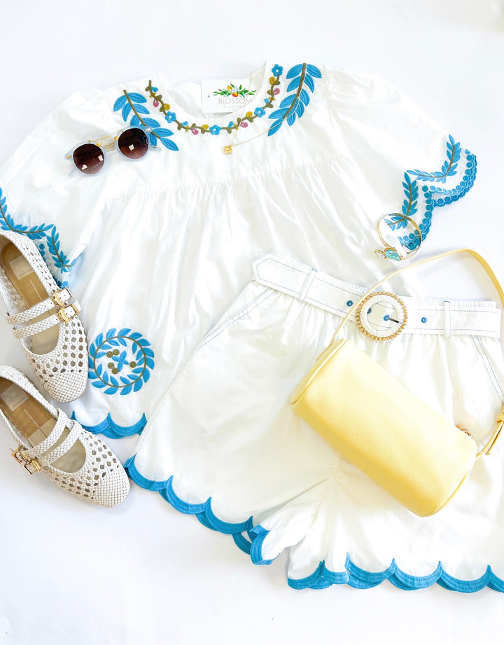 Coastal Blue Vine Short Set