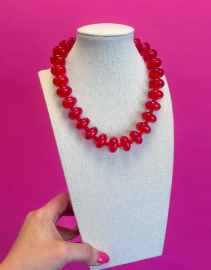 Red Circle Bauble Ball Necklace