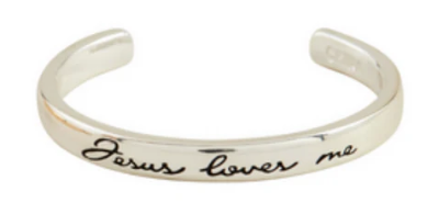 Jesus Loves Me Silver Cuff