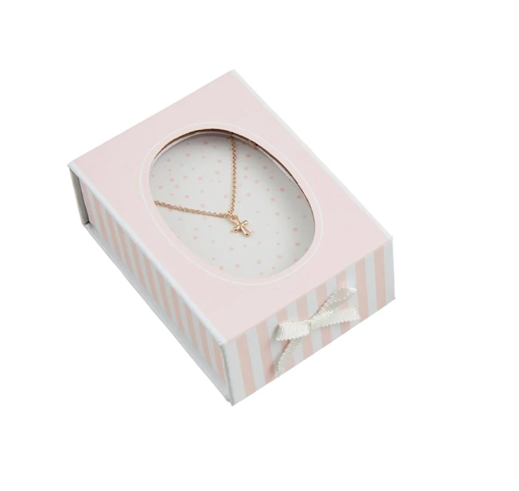 Gold Cross Necklace Gift Box