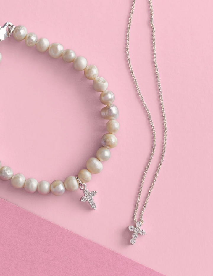 Cross Necklace & Baby Pearl Set