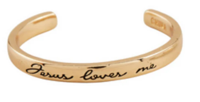 Jesus Loves Me Gold Cuff