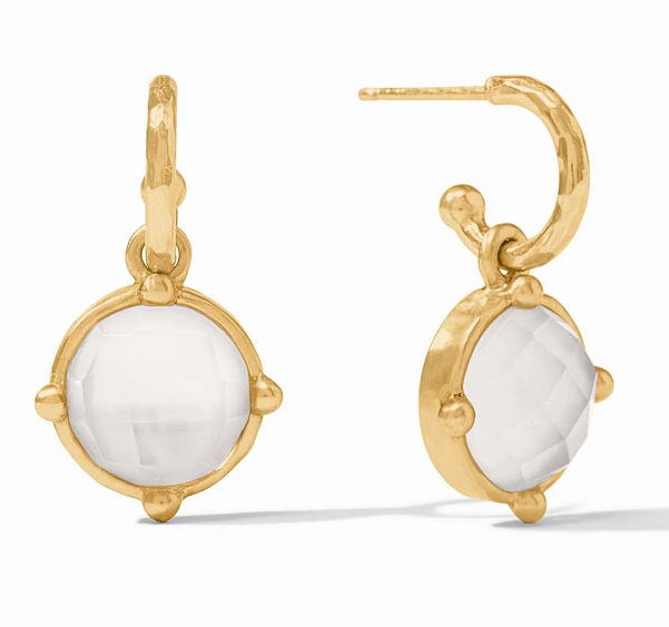 Honey Bee Hoop & Charm Earring - Iridescent Clear Crystal