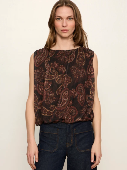 Cocoa Paisley Clover Mesh Bubble Tank