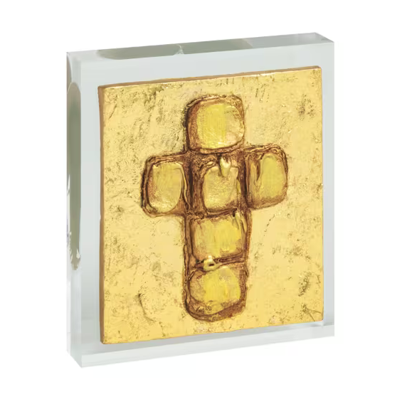 Gold Cross Painted Plaque