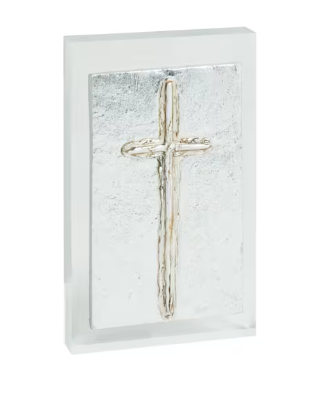 Silver Cross Painted Plaque