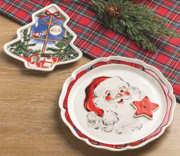 Santa & Tree Scene Platter Set
