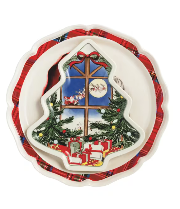 Santa & Tree Scene Platter Set