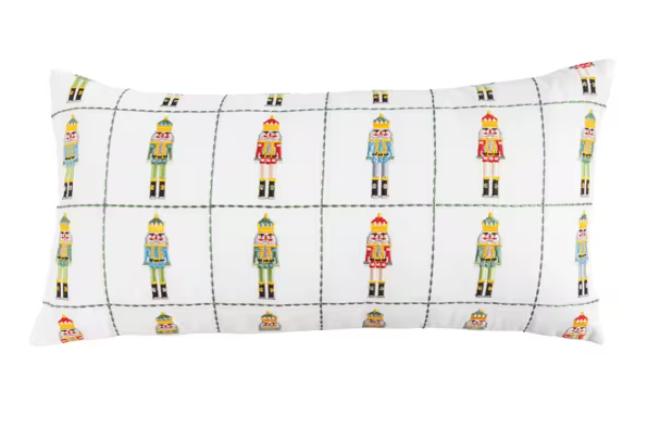 Lumbar Embroidered Nutcracker Pillow