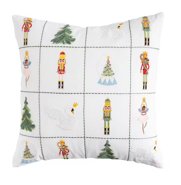 Square Embroidered Nutcracker Pillow