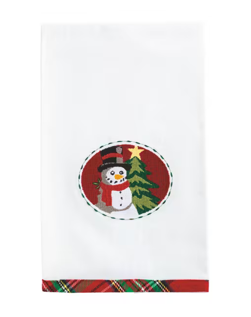 Snowman Needlepoint Xmas Towel