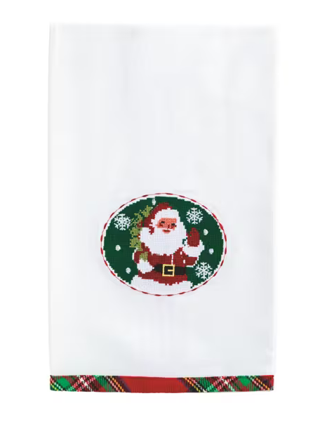 Santa Needlepoint Xmas Towel