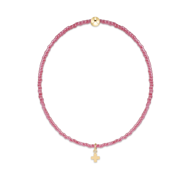 Hope Classic Pink Champagne Bracelet - Signature Cross Small Gold Charm