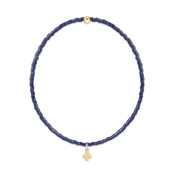 Hope Classic Navy Bracelet - Signature Cross Small Gold Charm