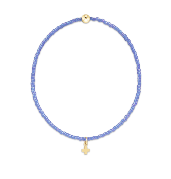 Hope Classic Bright Blue Bracelet - Signature Cross Small Gold Charm