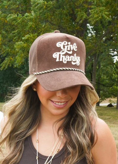 Give Thanks Corduroy Trucker Hat