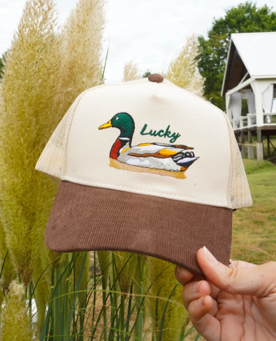 Lucky Duck Corduroy Trucker Hat