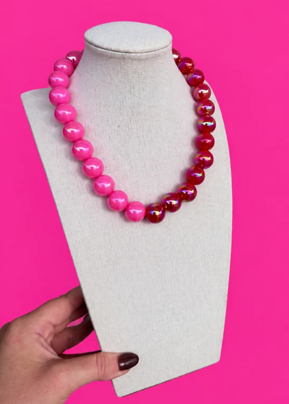 Red & Pink Bauble Ball Necklace