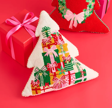 Merry Gift Tree Shaped Pillow