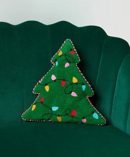 Merry Lights Tree Shaped Pillow