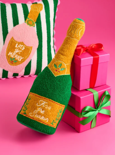 Fizz The Season Champagne Bottle Pillow