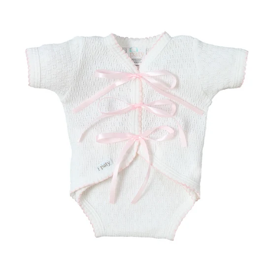 Pink Ribbon Tie Onesie & Built-In Diaper Cover