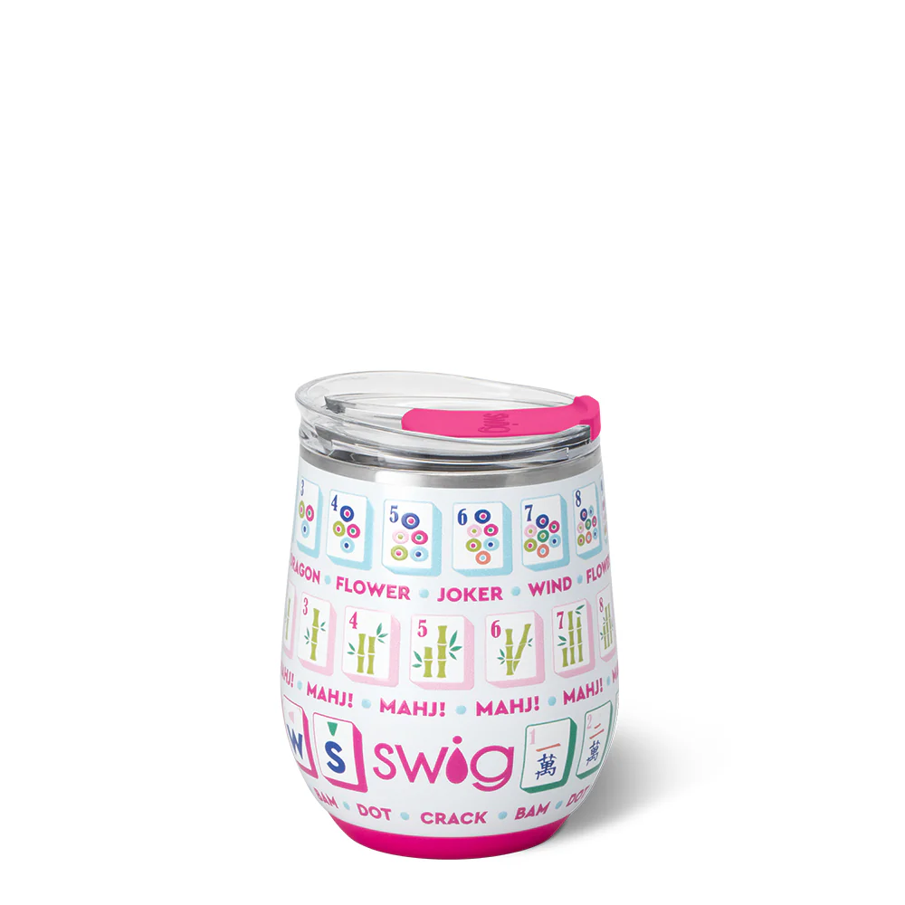 Mahjong Stemless Wine Glass Cup (12oz)