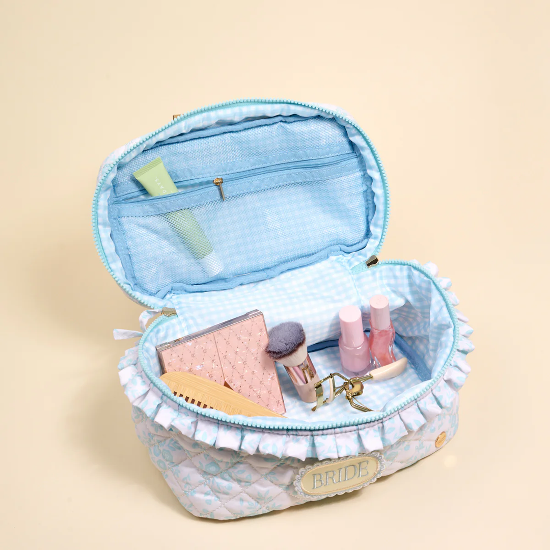 Bride Something Blue Glam & Go Quilted Cosmetic Bag