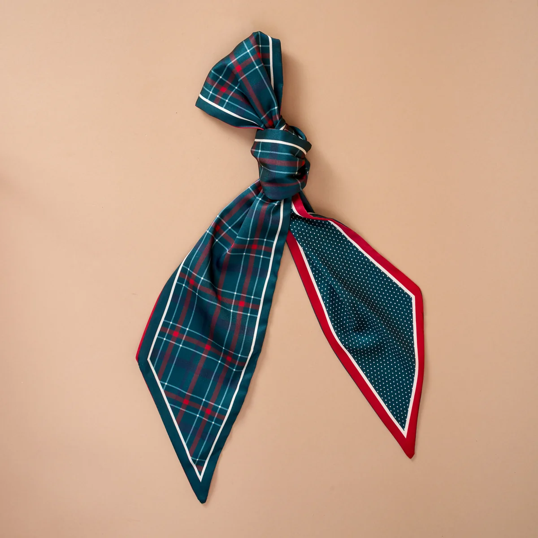 Evergreen Plaid Twirl & Tie Scarf