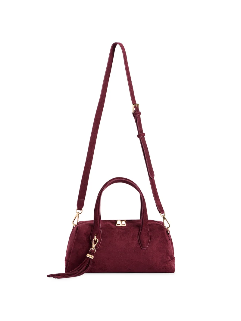 Wine Kylie Mini Bowler Bag