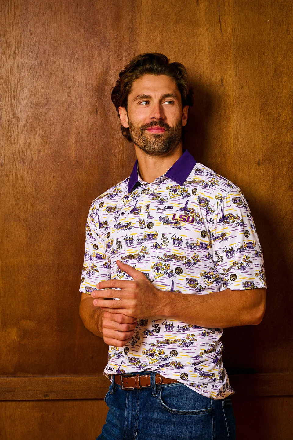 LSU Toile Teddy Polo