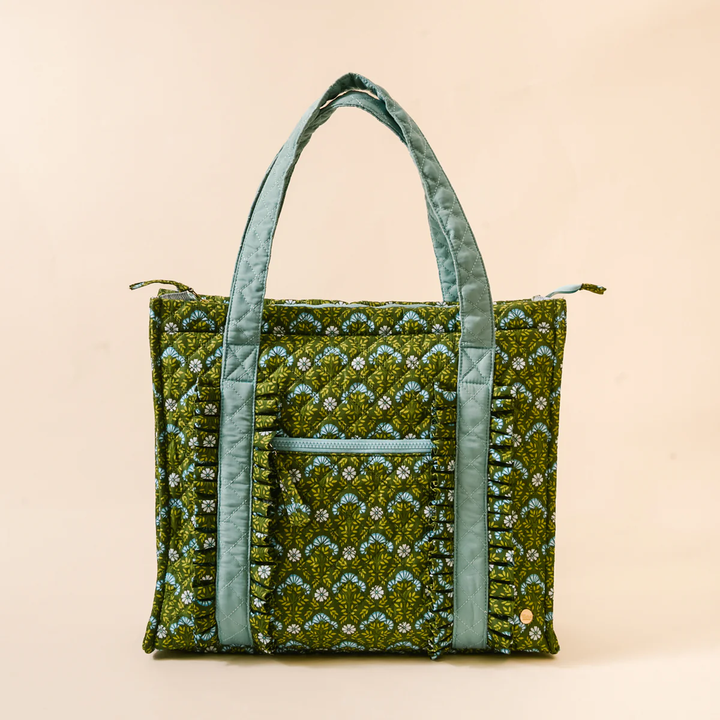 Everblooming Forest Green Quilted Everyday Tote Bag