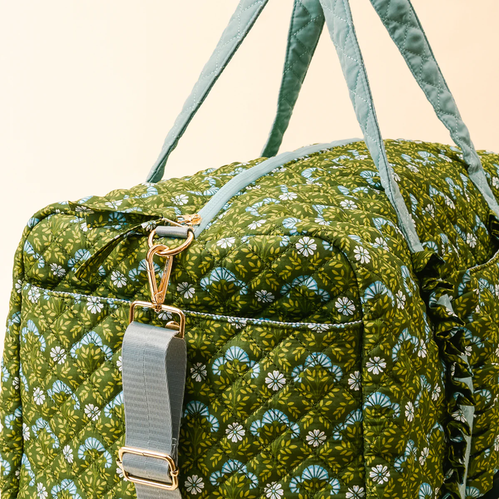 Everblooming Forest Green Quilted Weekender Bag