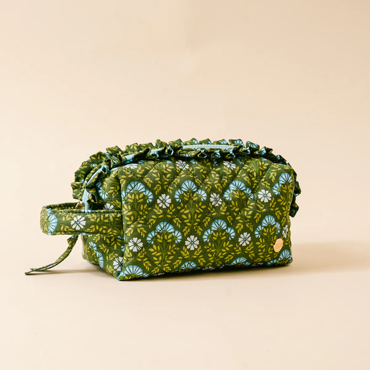 Everblooming Forest Green Quilted Cosmetic Pouch
