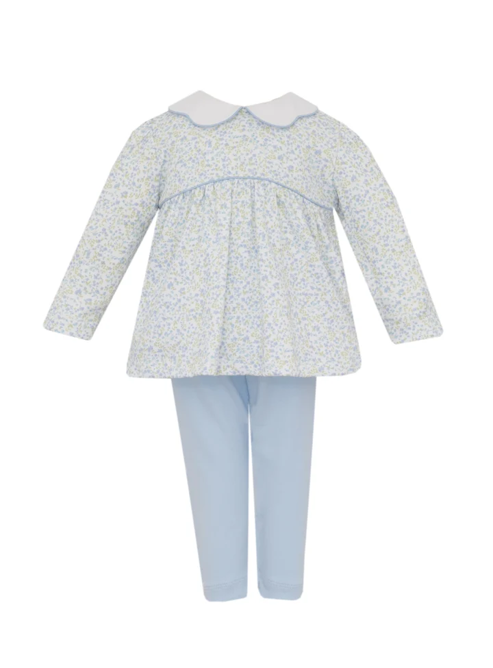Tiny Blue Floral Caroline Tunic & Blue Leggings