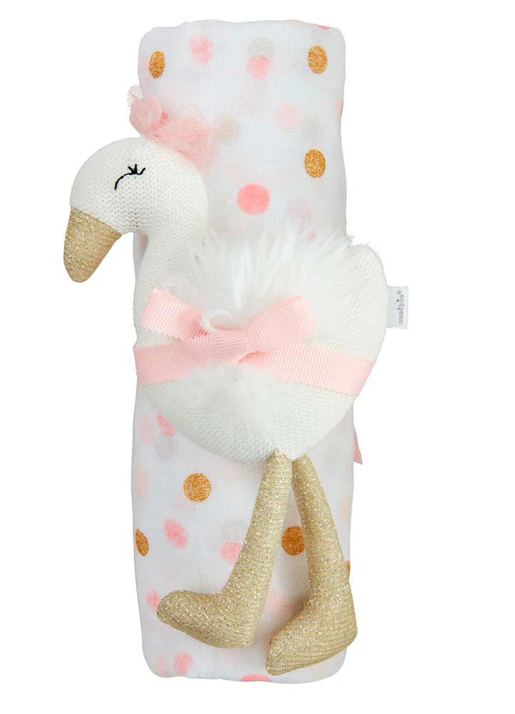 Dot Swaddle and Rattle