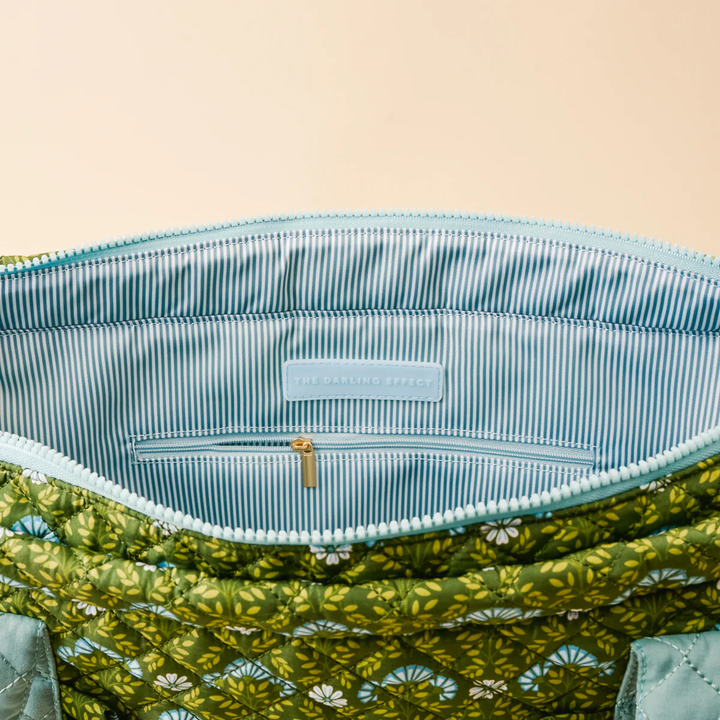 Everblooming Forest Green Quilted Everyday Tote Bag