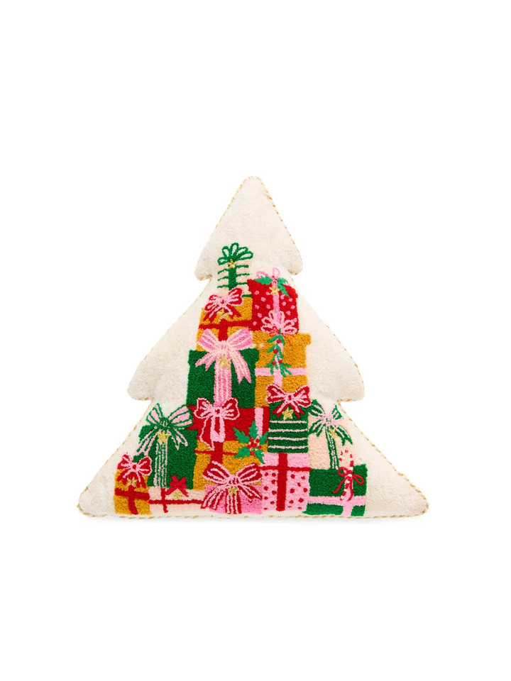 Merry Gift Tree Shaped Pillow