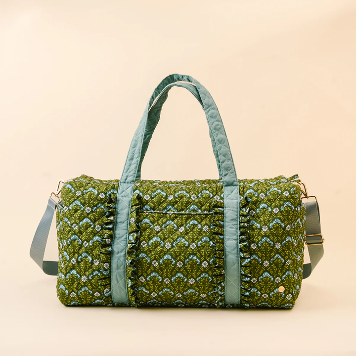 Everblooming Forest Green Quilted Weekender Bag